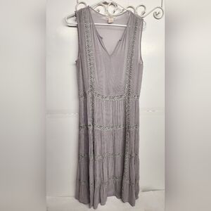 Sundance Sheer Gray Dress With Delicate Lace Accents.  Sz S Feminine & Romantic